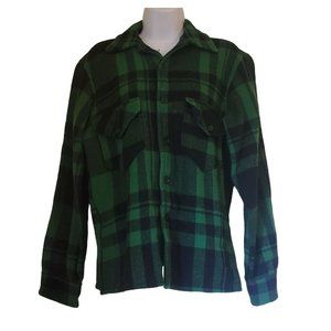 Vintage‎ Plaid Green Coat Jacket Hunter Outdoors Winter Layering Shacket